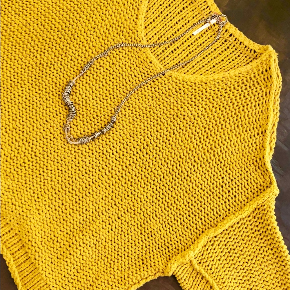 Free People Chartreuse chunky cropped sweater